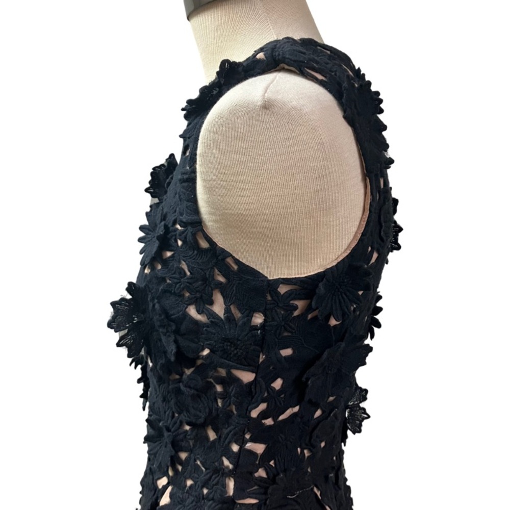 NICOLE MILLER Collection Women 3D Embroidered Floral Dress SZ 6 Black Elegant - Picture 8 of 12